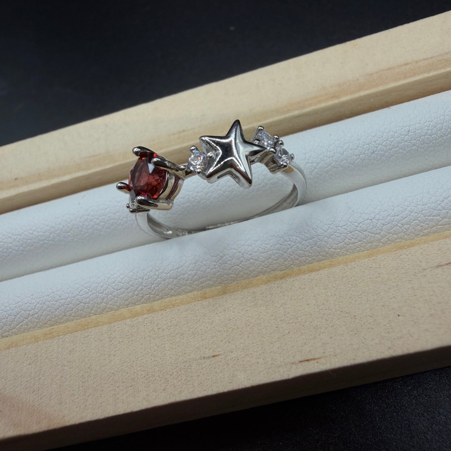Garnet S925 Adjustable Ring