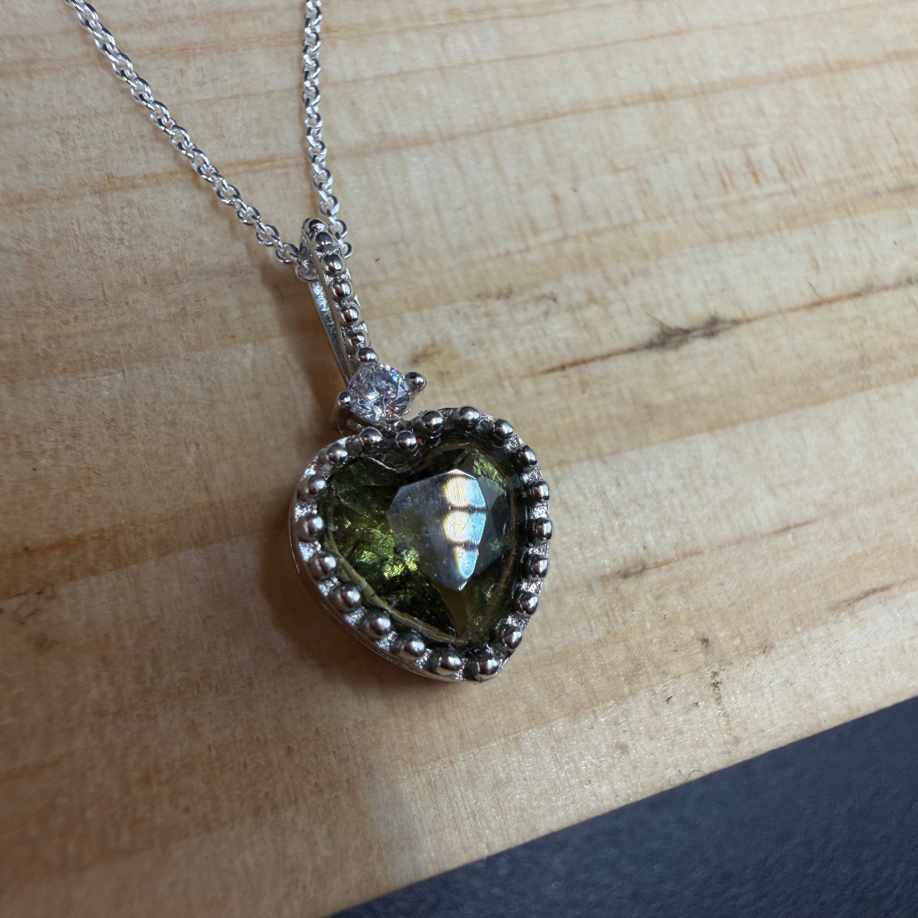 Moldavite Heart S925 Certified Necklace