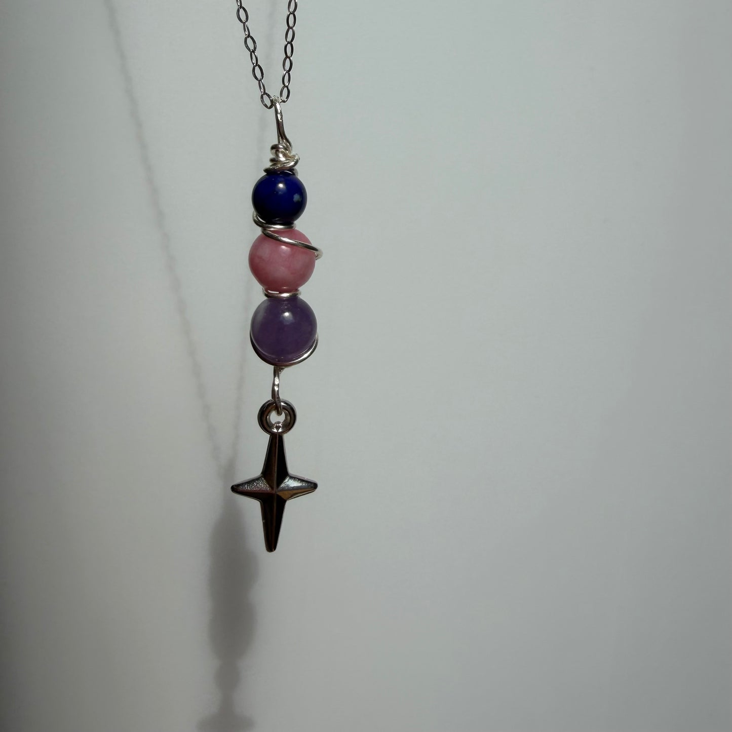 Authentic Self Lapis Lazuli Rhodonite and Amethyst Handmade Necklace