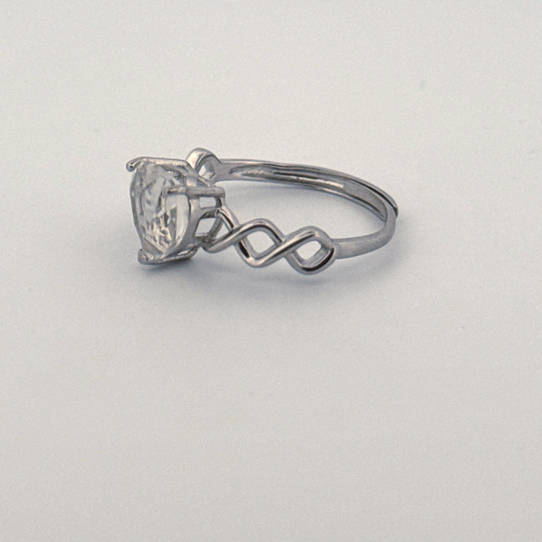 Clear Quartz Heart S925 Adjustable Ring