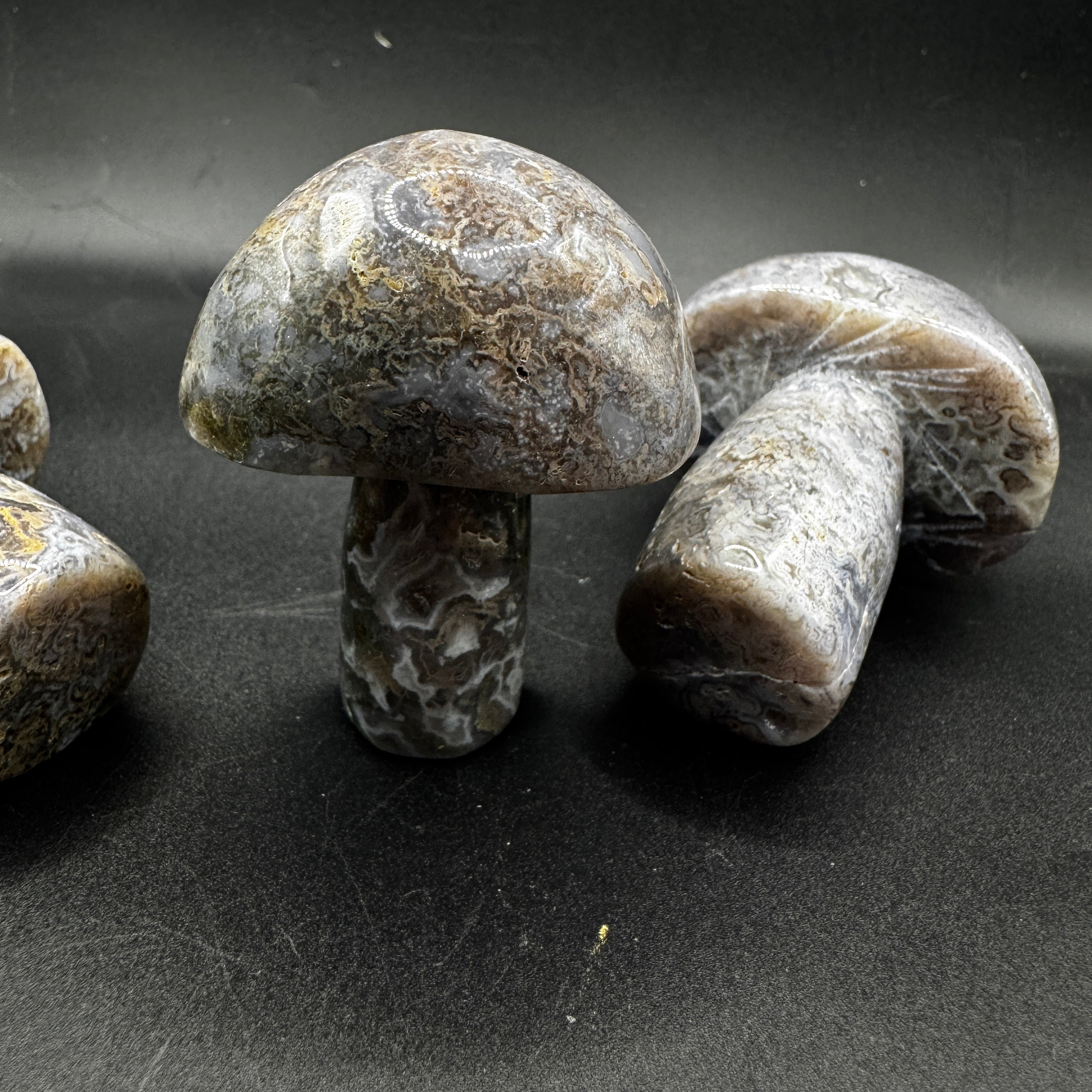 Purple Moss Agate Mushroom Carving