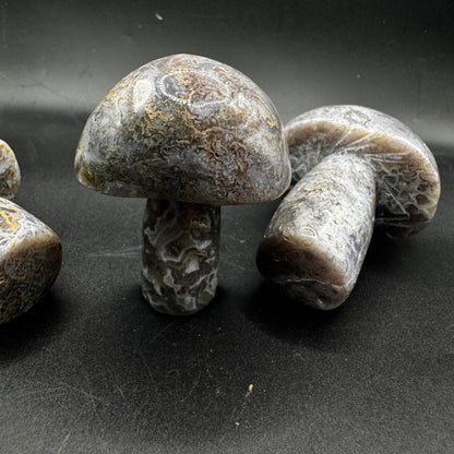 Purple Moss Agate Mushroom Carving