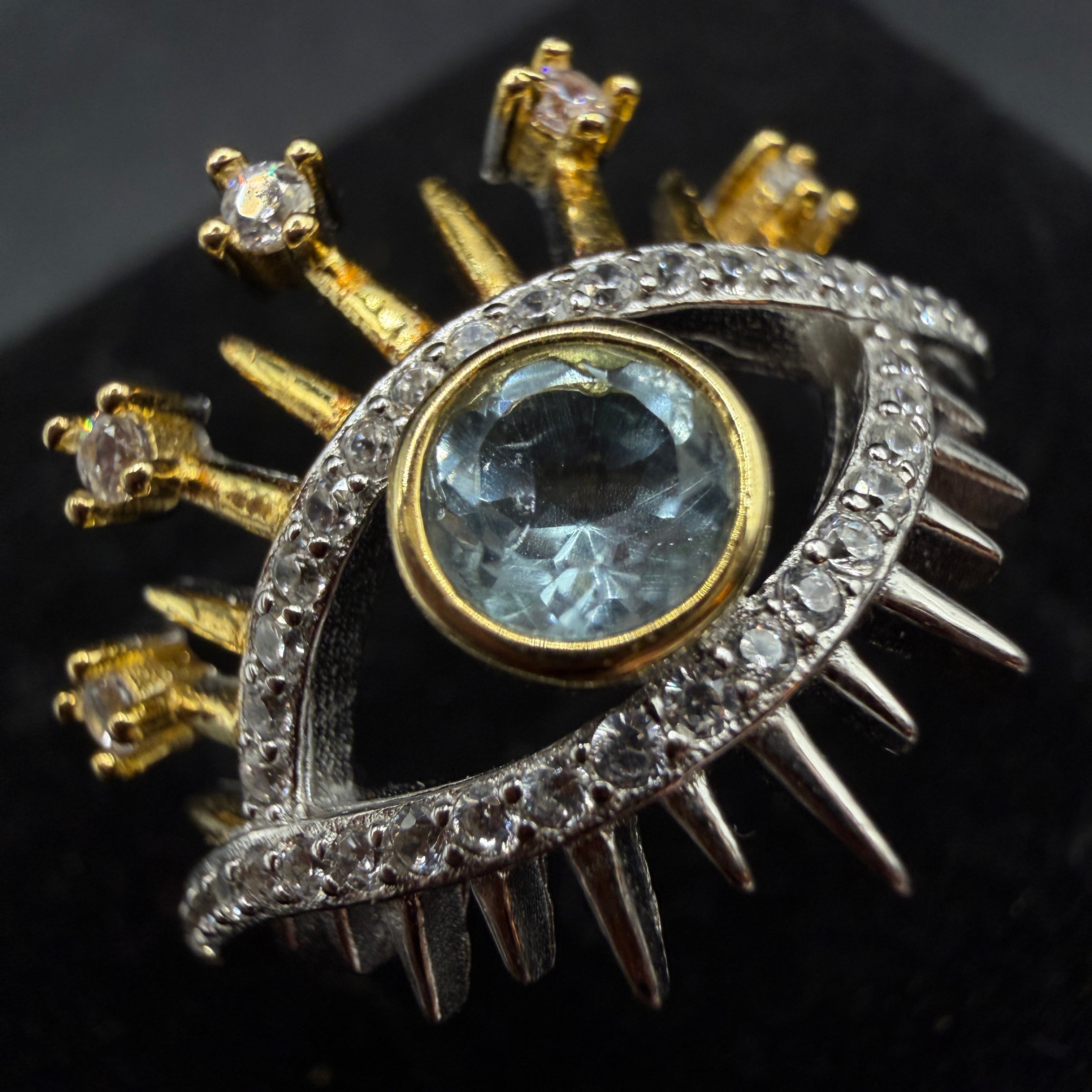 Blue Topaz Eye S925 Certified Adjustable Ring