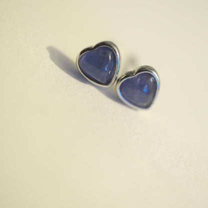Labradorite Heart S925 Stud Earrings