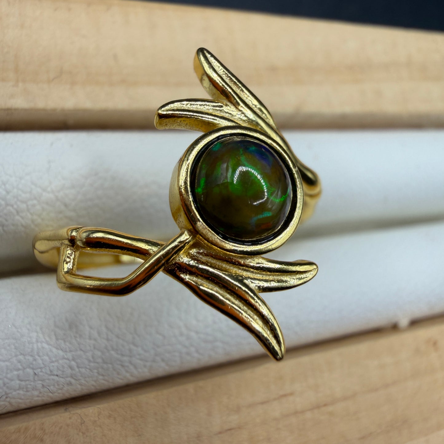 Black Opal S925 Adjustable Ring
