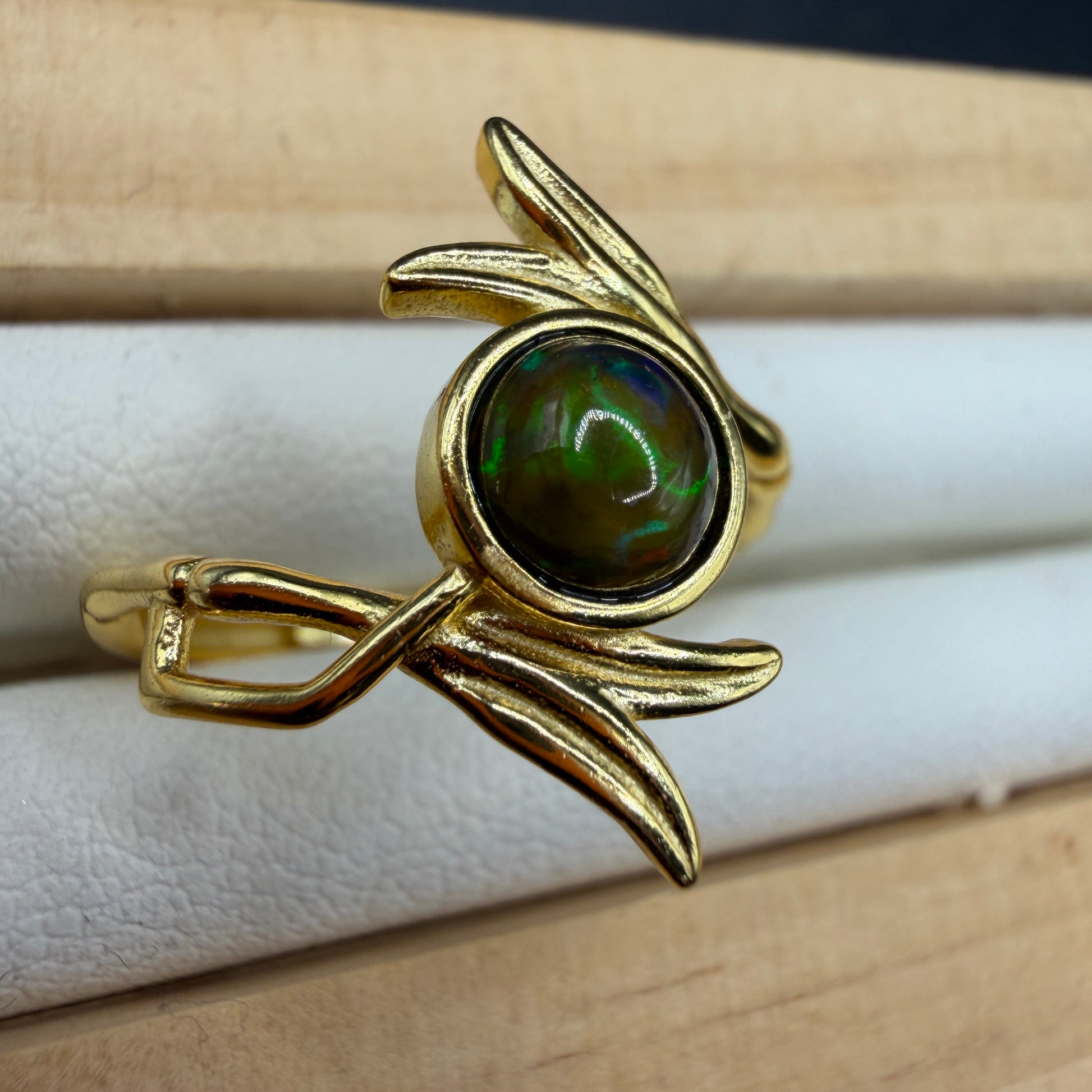 Black Opal S925 Adjustable Ring