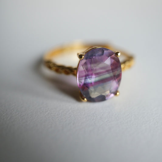 Fluorite S925 Adjustable Ring