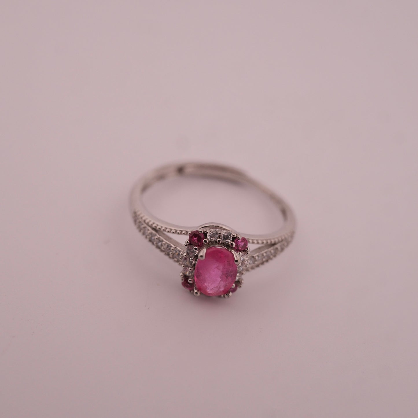 Pink Topaz S925 Adjustable Ring