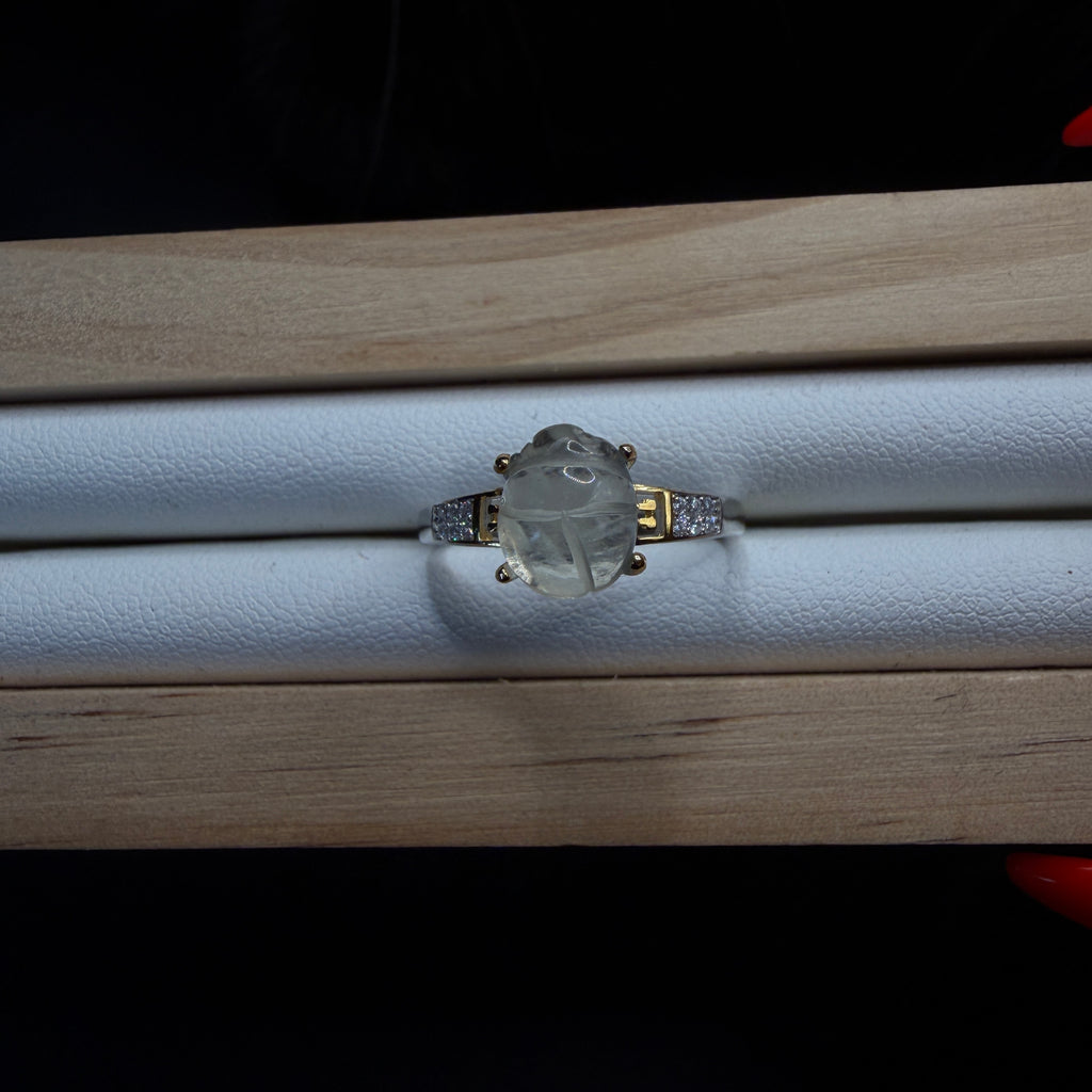 Libyan Desert Glass Scarab S925 Certified Ring