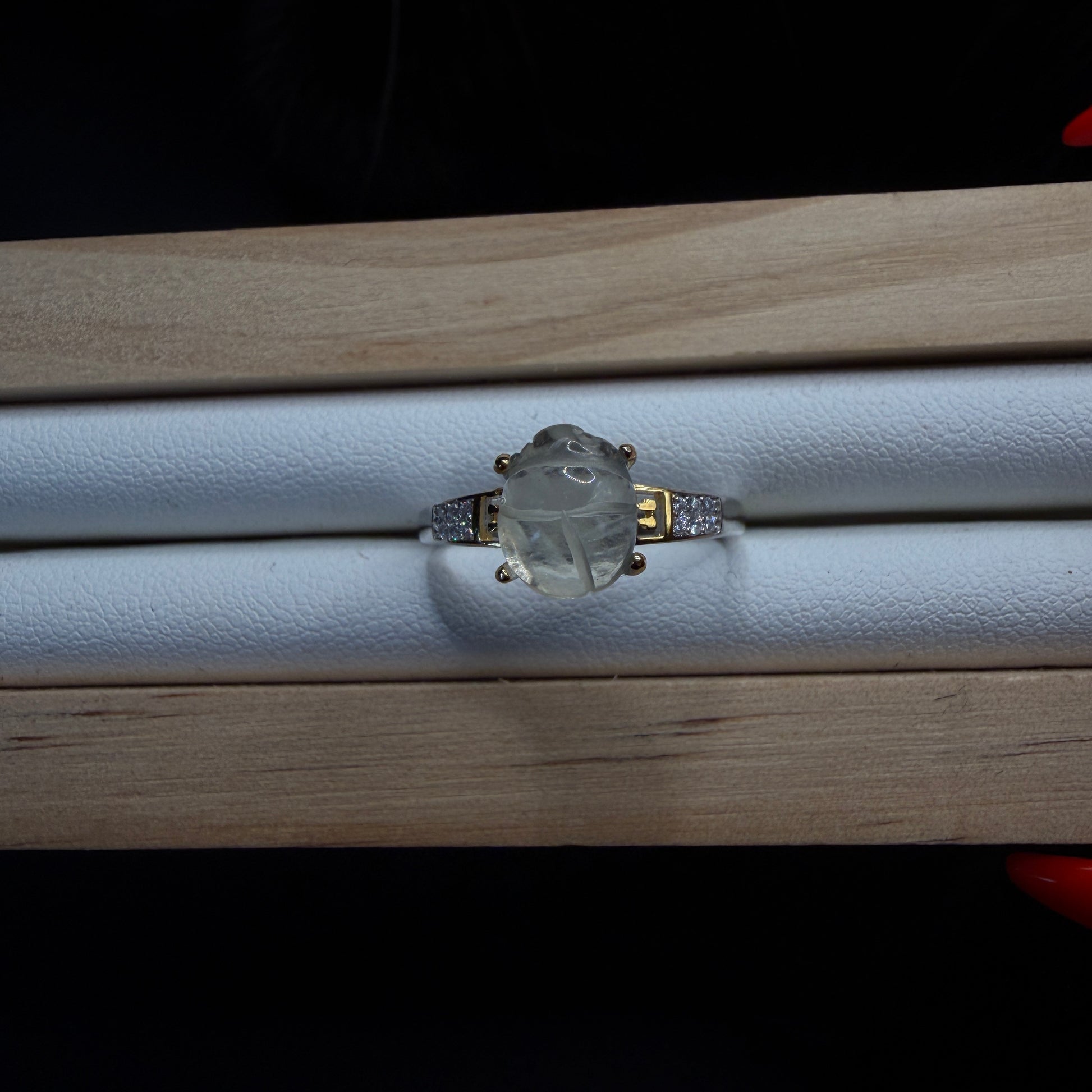 Libyan Desert Glass Scarab S925 Certified Ring