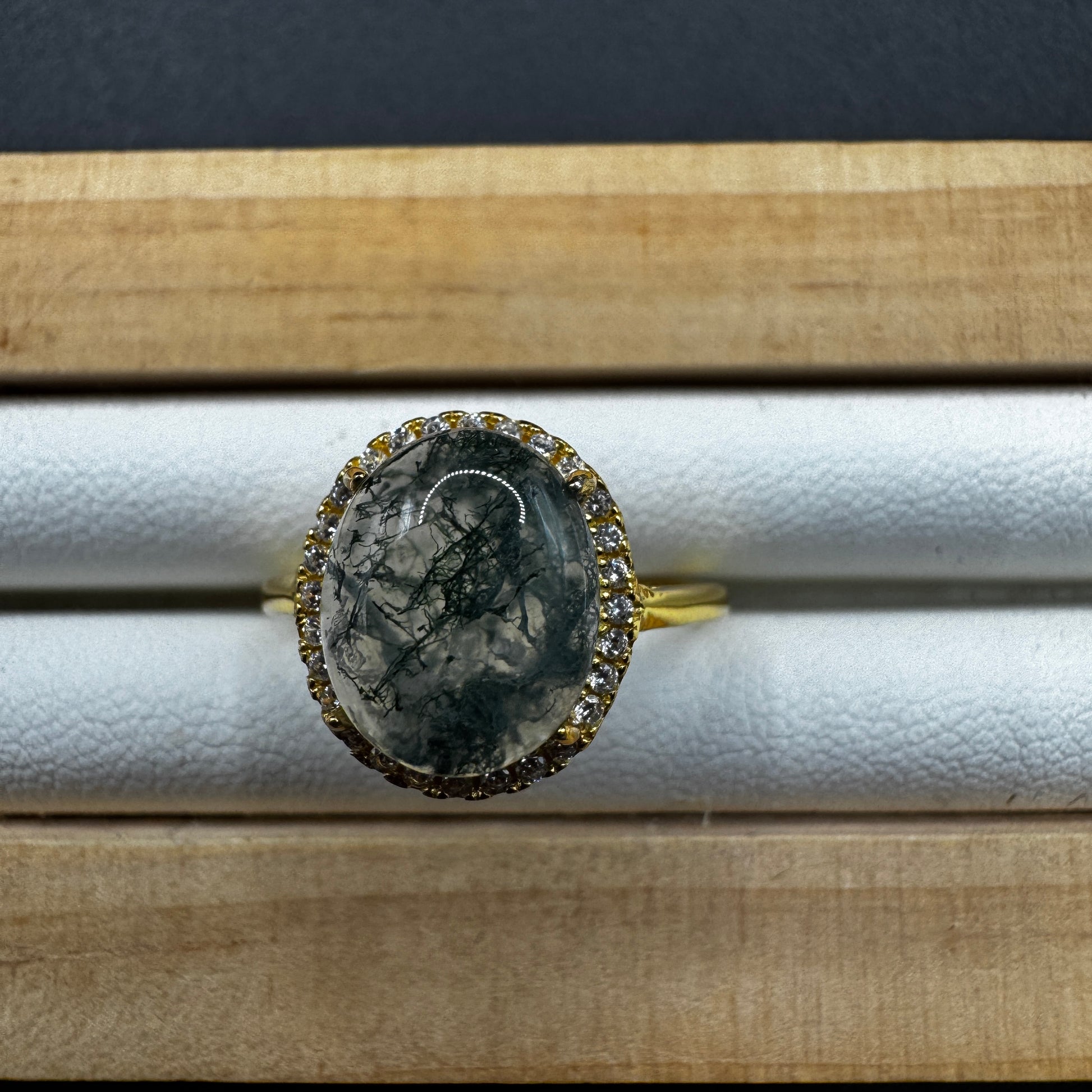 Moss Agate S925 Adjustable Ring