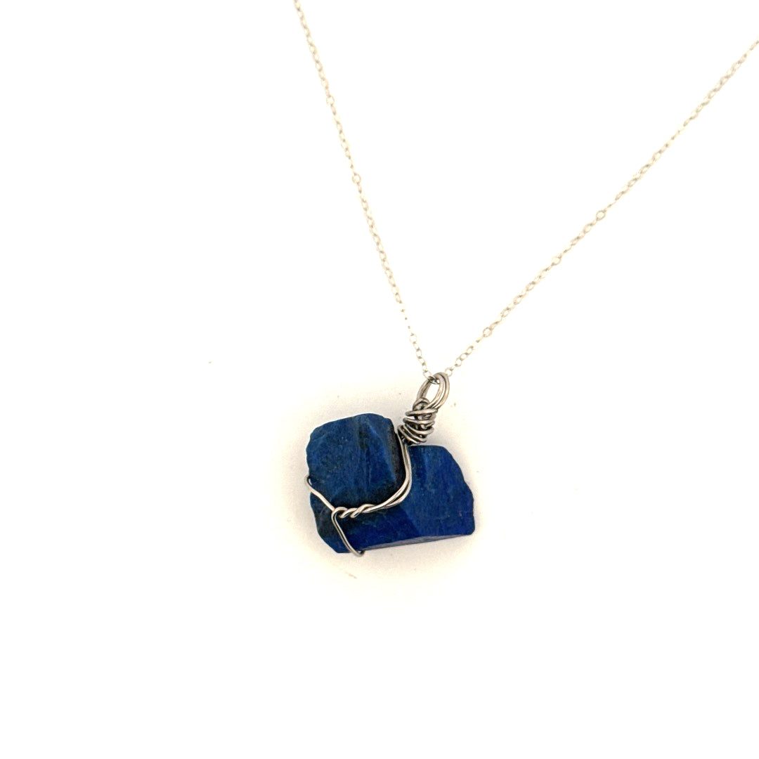 Raw Lapis Lazuli Handmade Necklace on S925 Chain