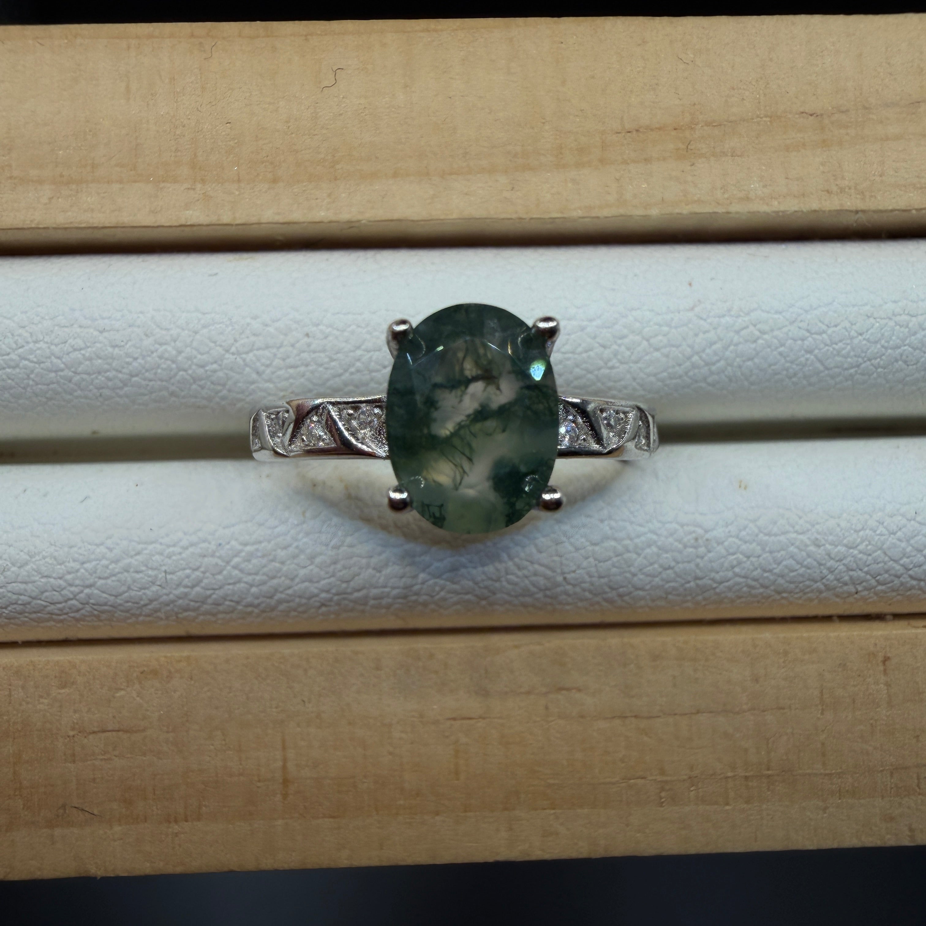 Moss Agate S925 Adjustable Ring