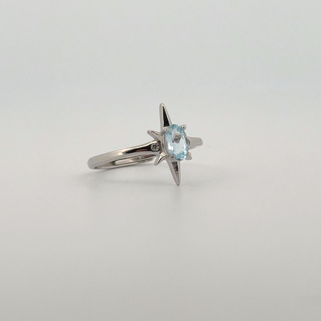 Aquamarine S925 Adjustable Ring