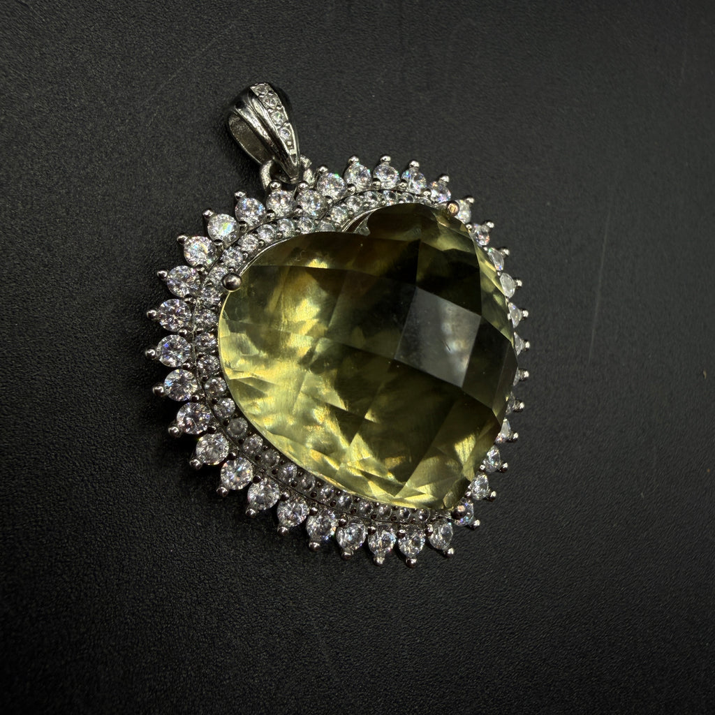 Giant Libyan Desert Glass Heart S925 Certified Necklace