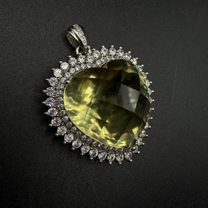 Giant Libyan Desert Glass Heart S925 Certified Necklace