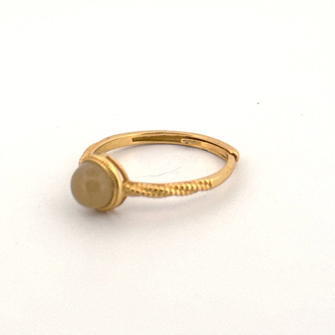 Lemon Calcite S925 Gold Adjustable Ring