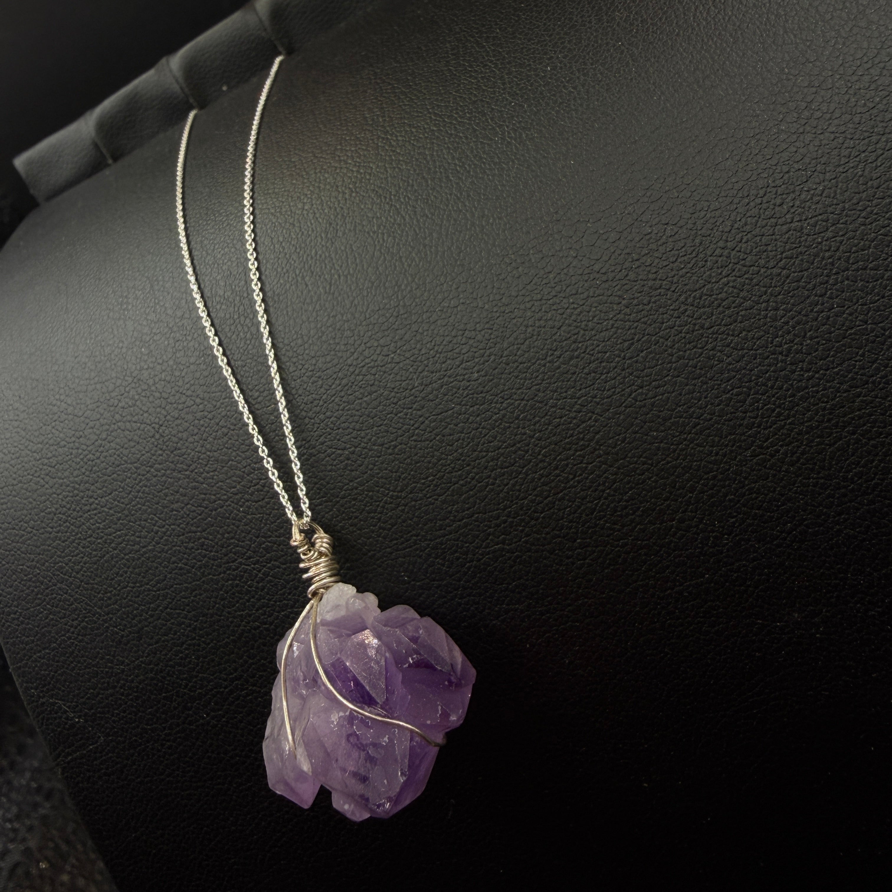 Hand Wrapped S925 Amethyst Cluster Necklace