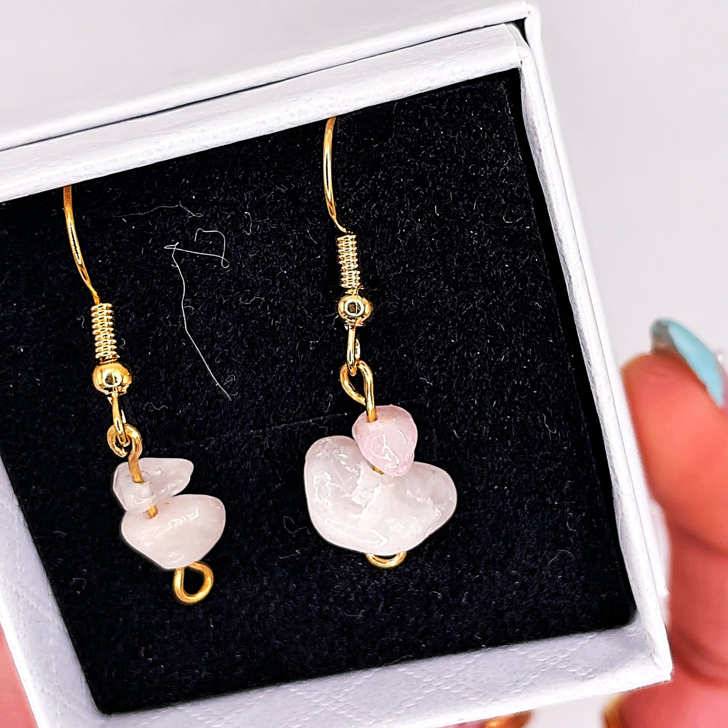 Rose Quartz Drop Earrings (gold)