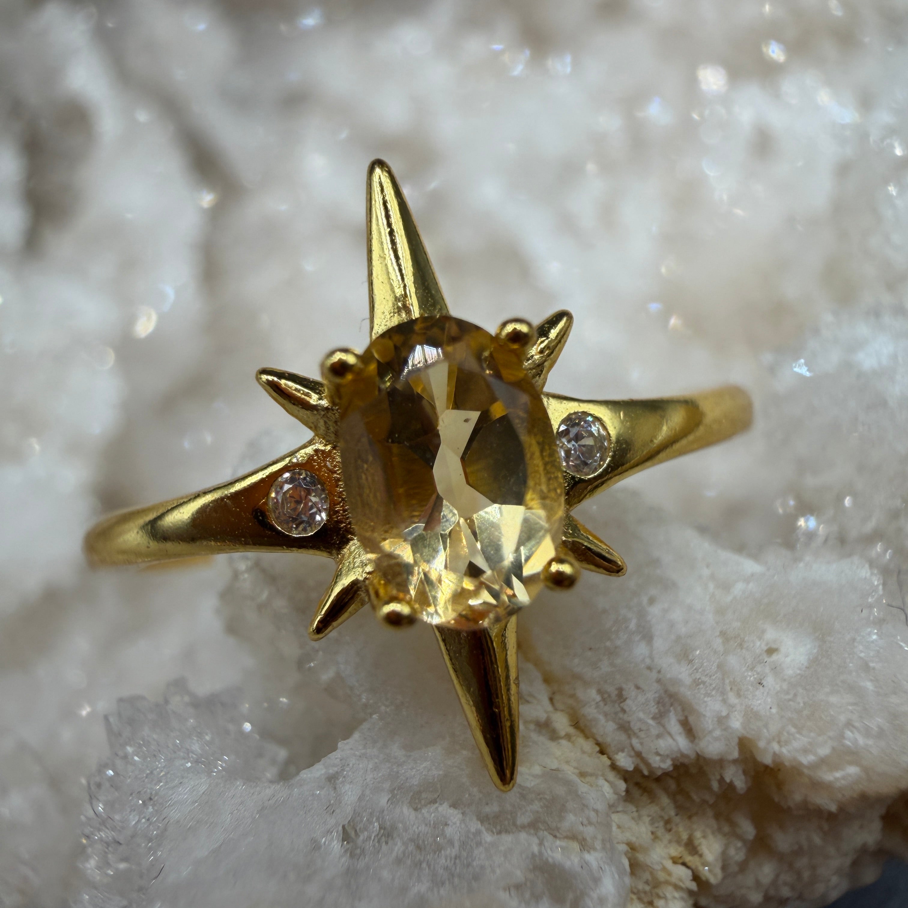 Citrine S925 Adjustable Ring