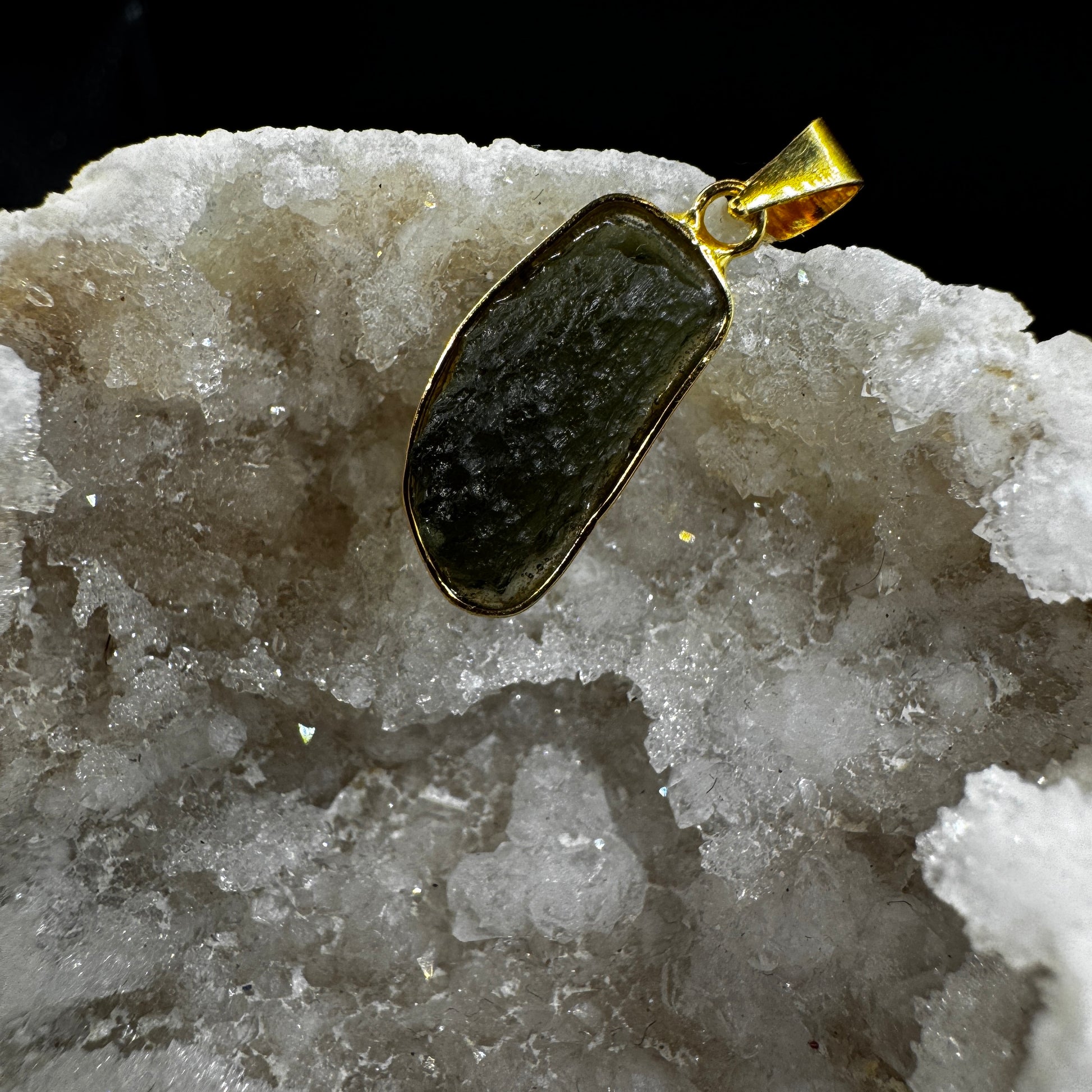 Moldavite Gold Certified Necklace