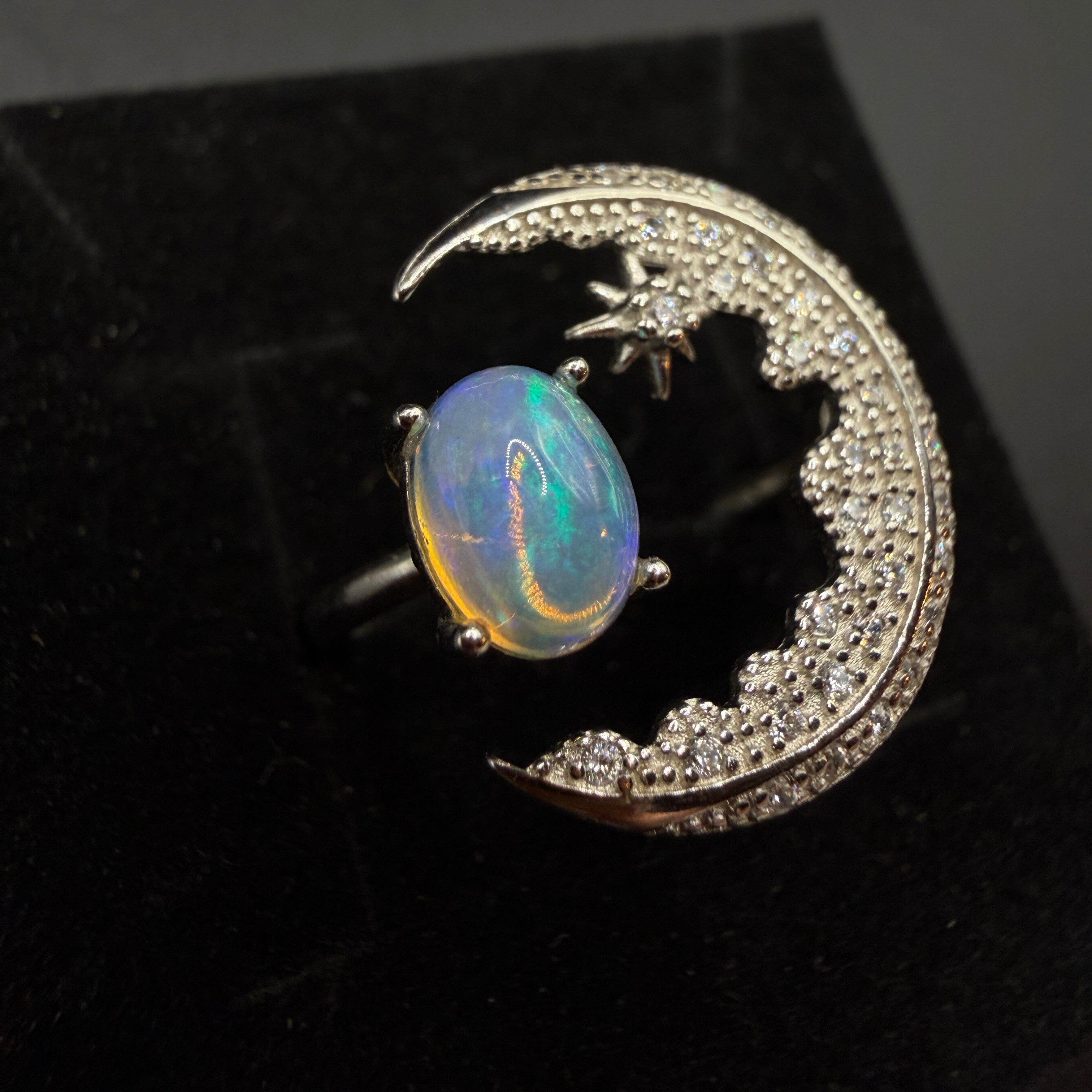 Opal Moon S925 Certified Adjustable Ring
