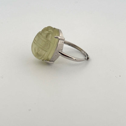 Large Libyan Desert Glass S925 Certified Adjustable Ring