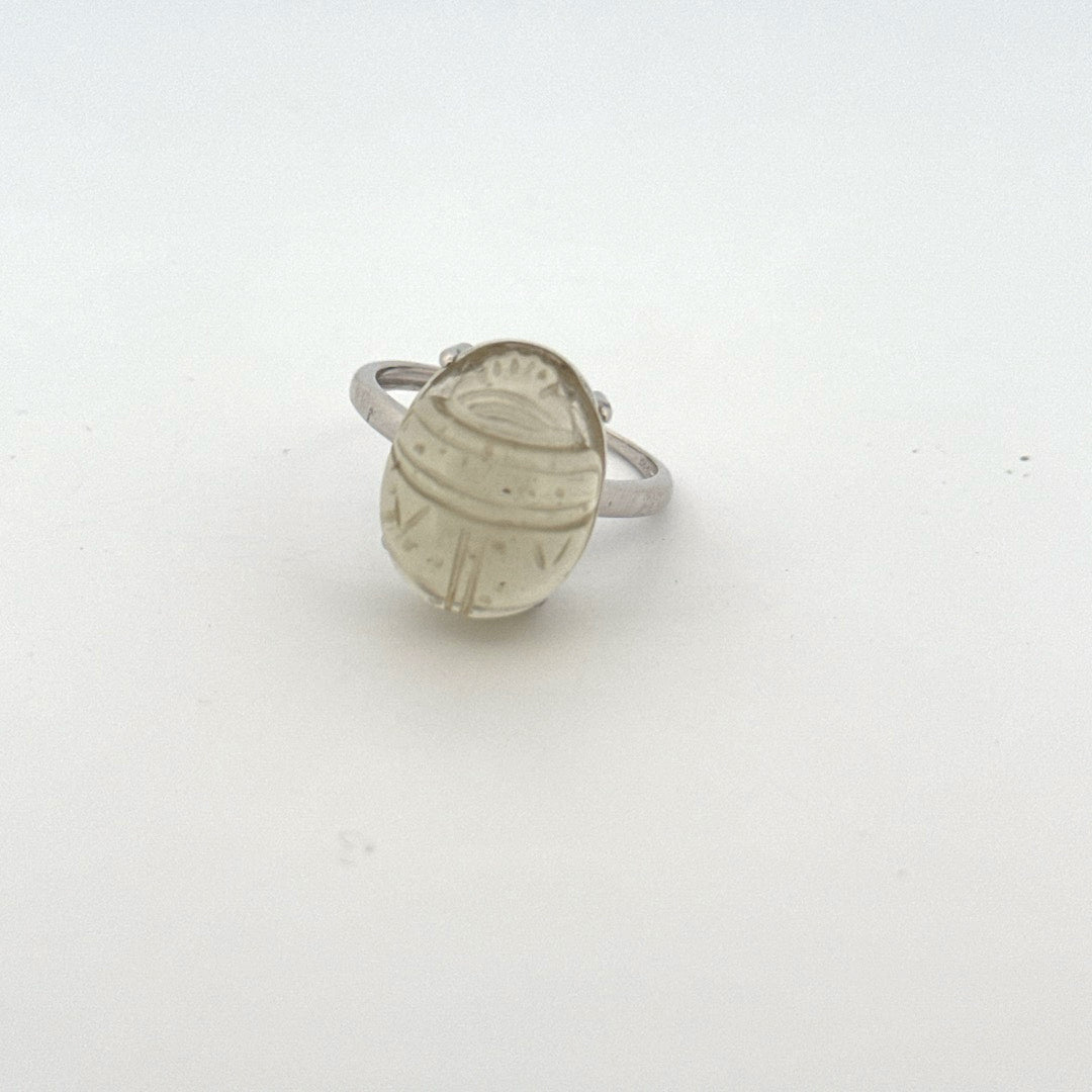 Large Libyan Desert Glass S925 Certified Adjustable Ring