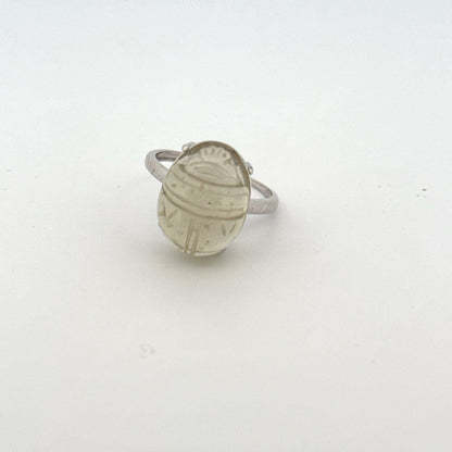 Large Libyan Desert Glass S925 Certified Adjustable Ring