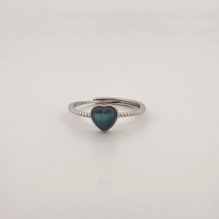 Labradorite Heart S925 Adjustable Ring