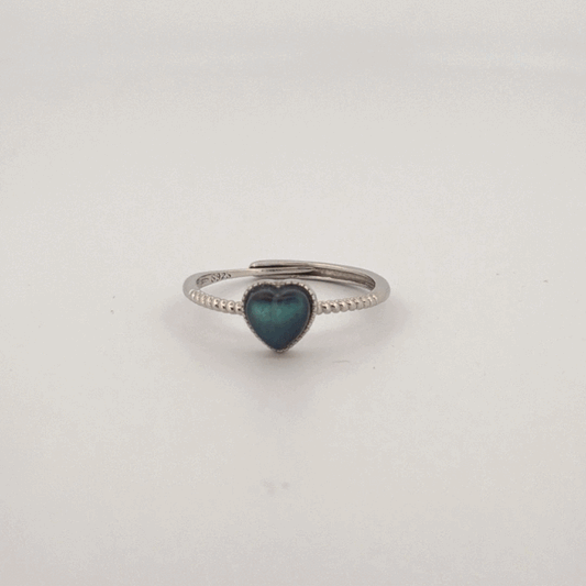 Labradorite Heart S925 Adjustable Ring