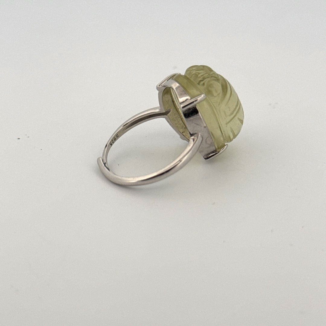 Large Libyan Desert Glass S925 Certified Adjustable Ring