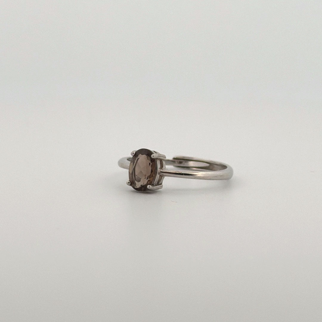 Smokey Quartz S925 Adjustable Ring