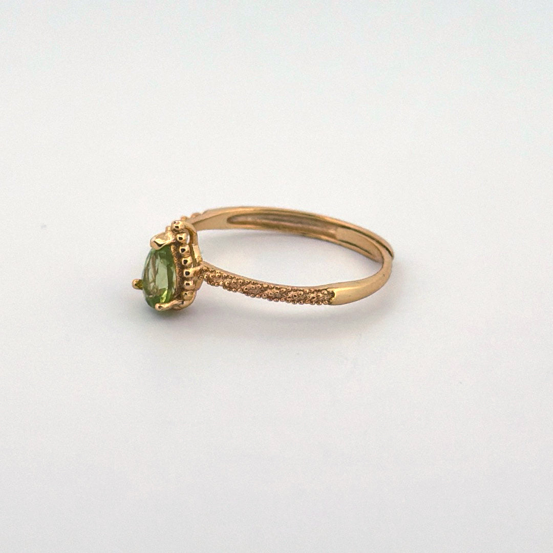 Peridot S925 Gold Adjustable Ring