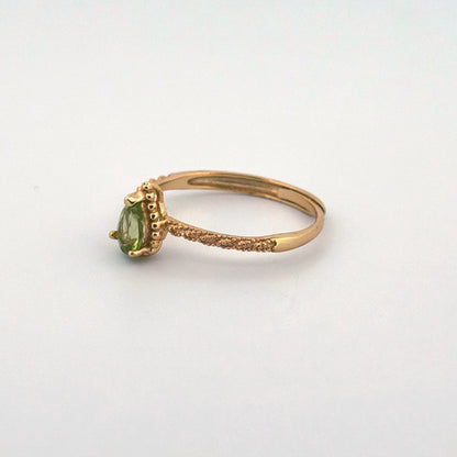 Peridot S925 Gold Adjustable Ring