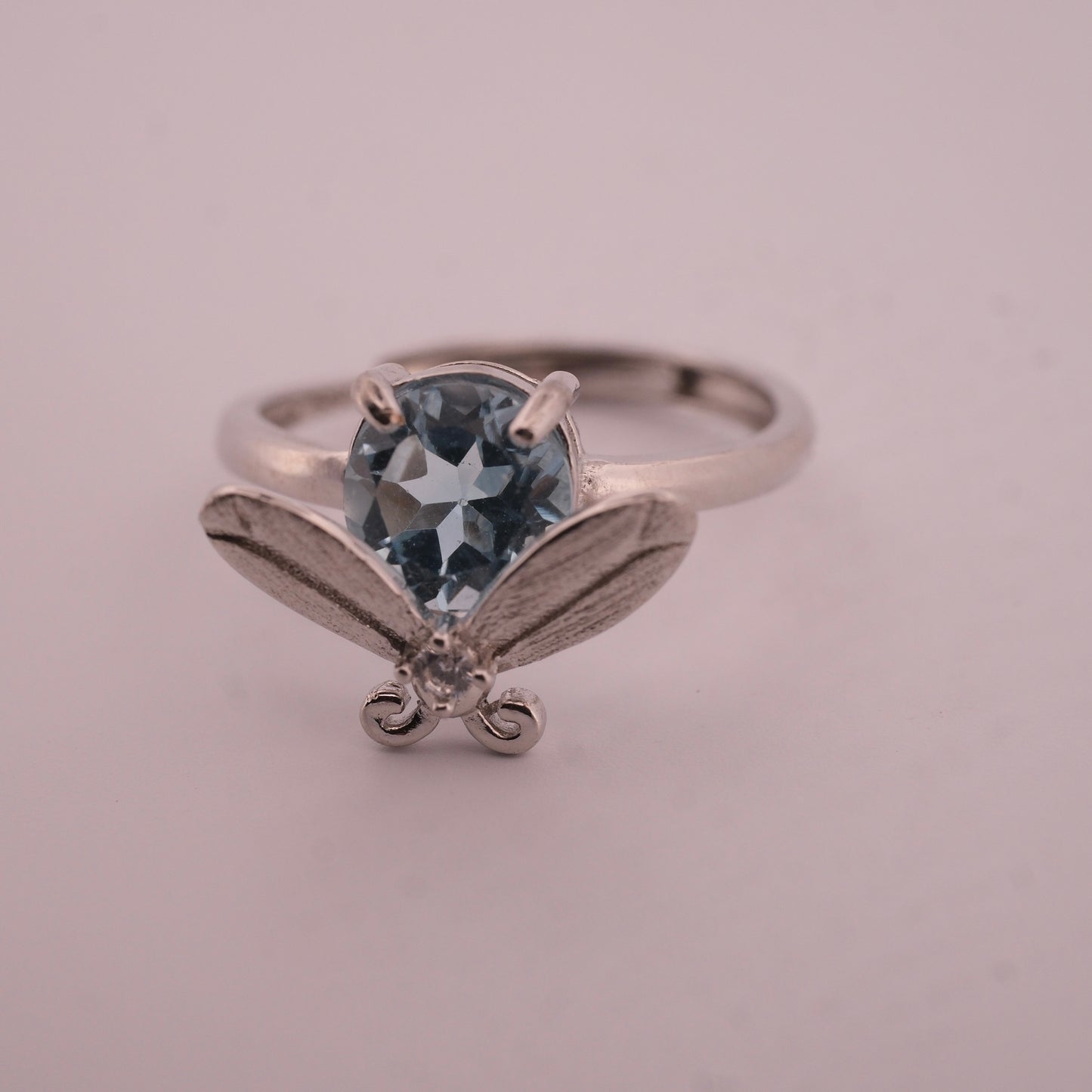 Blue Topaz Bee S925 Adjustable Ring