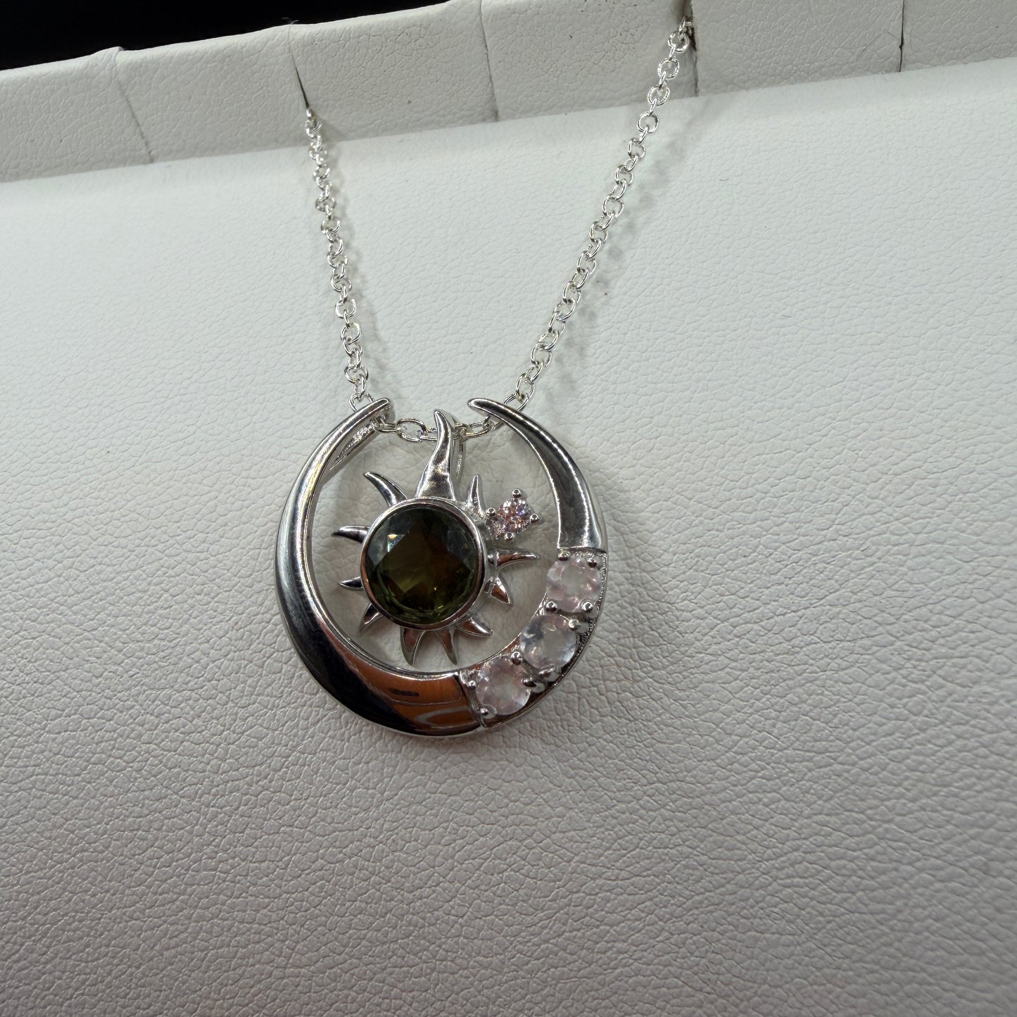 Moldavite and Rose Quartz S925 Certified Necklace