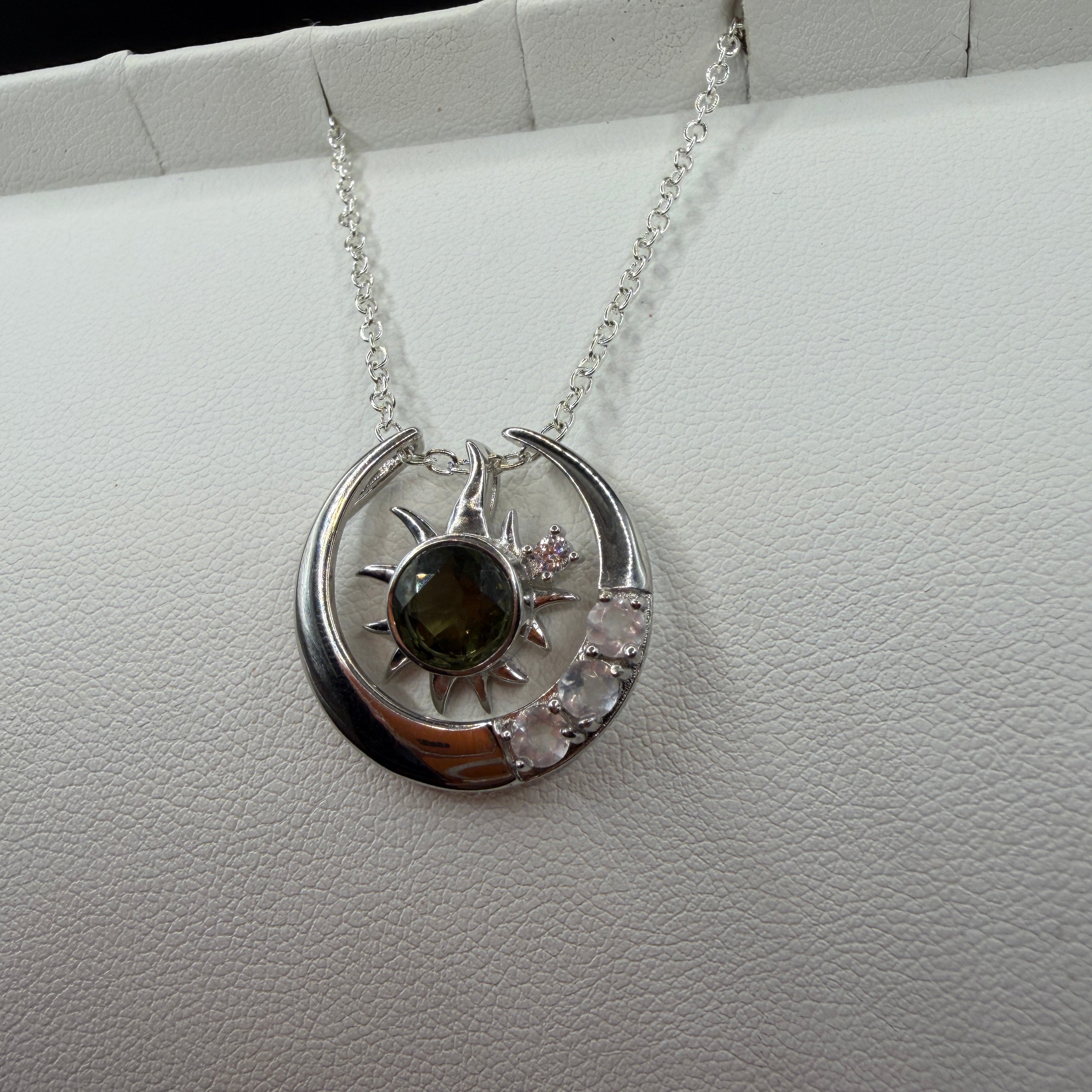Moldavite and Rose Quartz S925 Certified Necklace