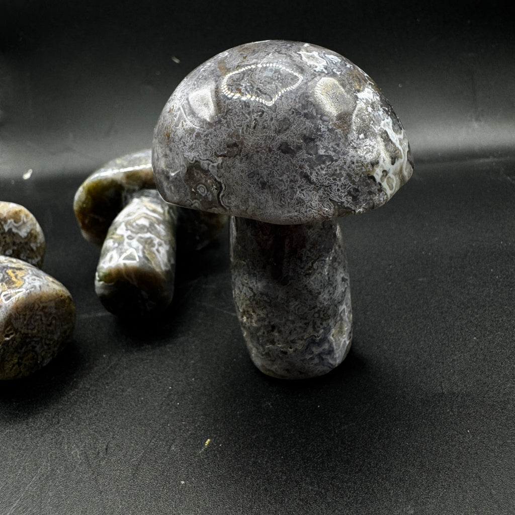 Purple Moss Agate Mushroom Carving