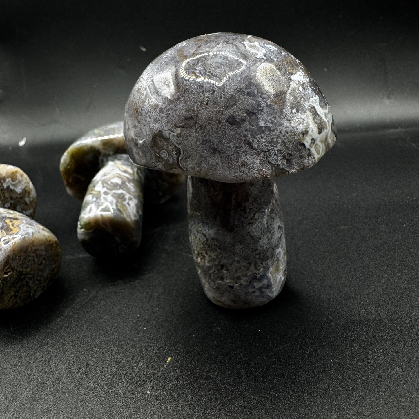Purple Moss Agate Mushroom Carving