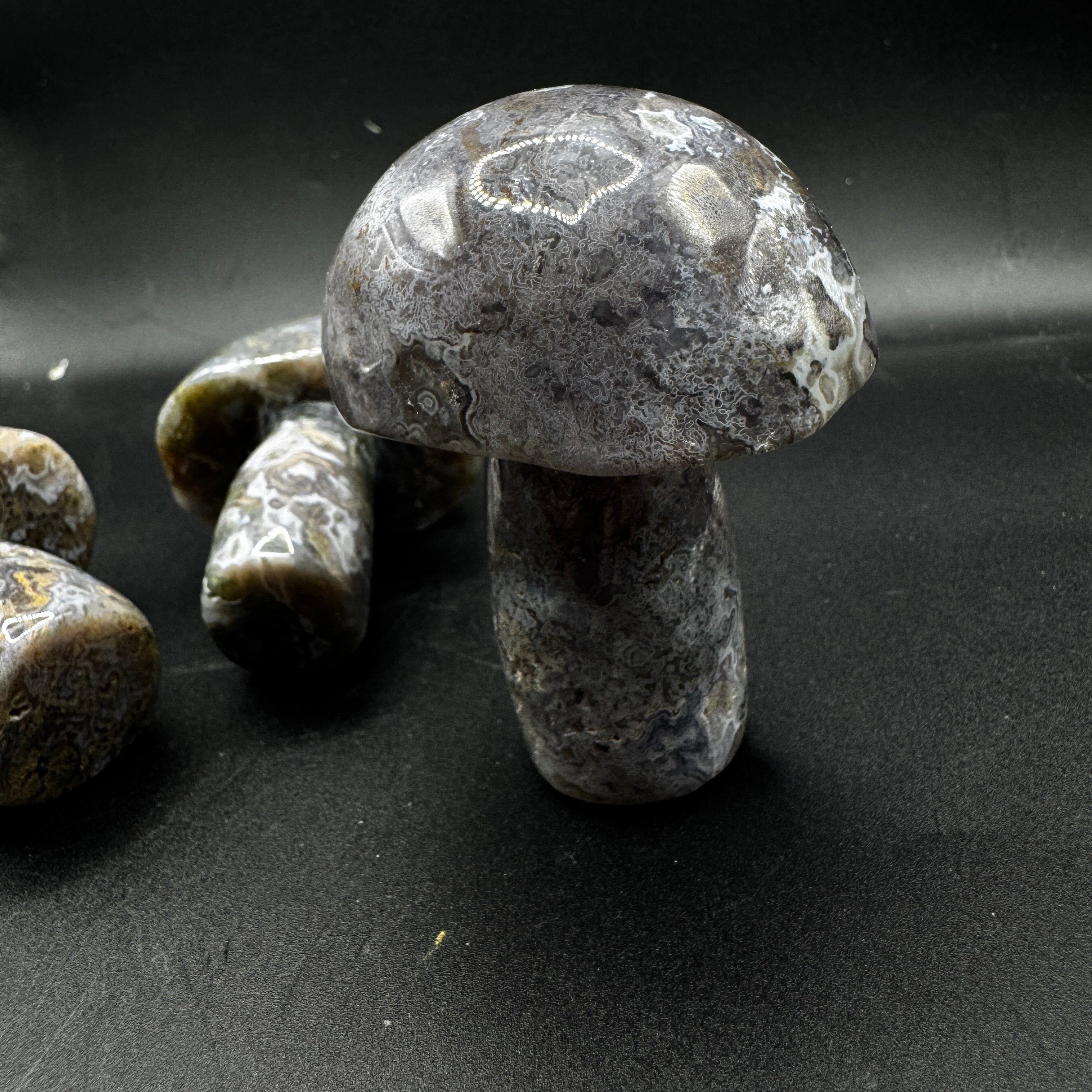 Purple Moss Agate Mushroom Carving