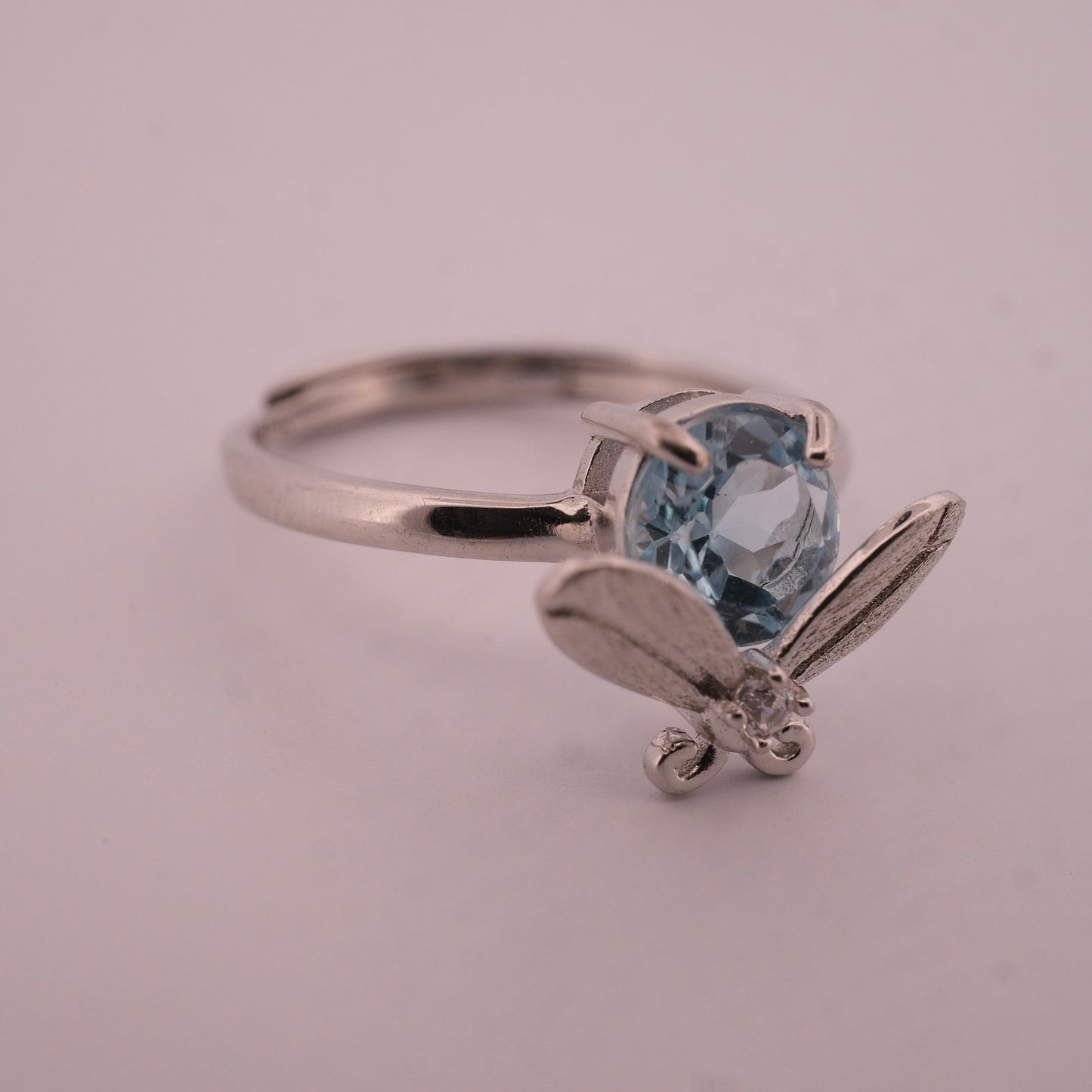 Blue Topaz Bee S925 Adjustable Ring