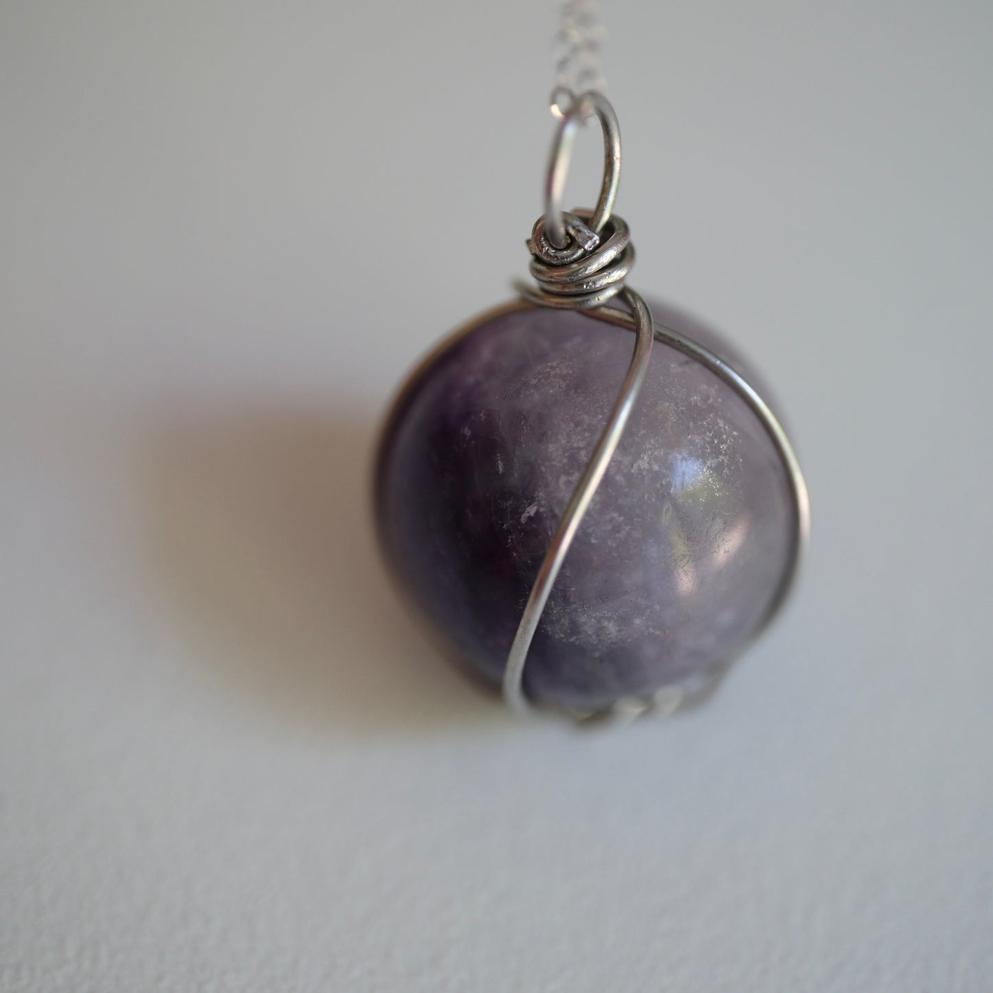 Fluorite Sphere Handmade Necklace on S925 Chain
