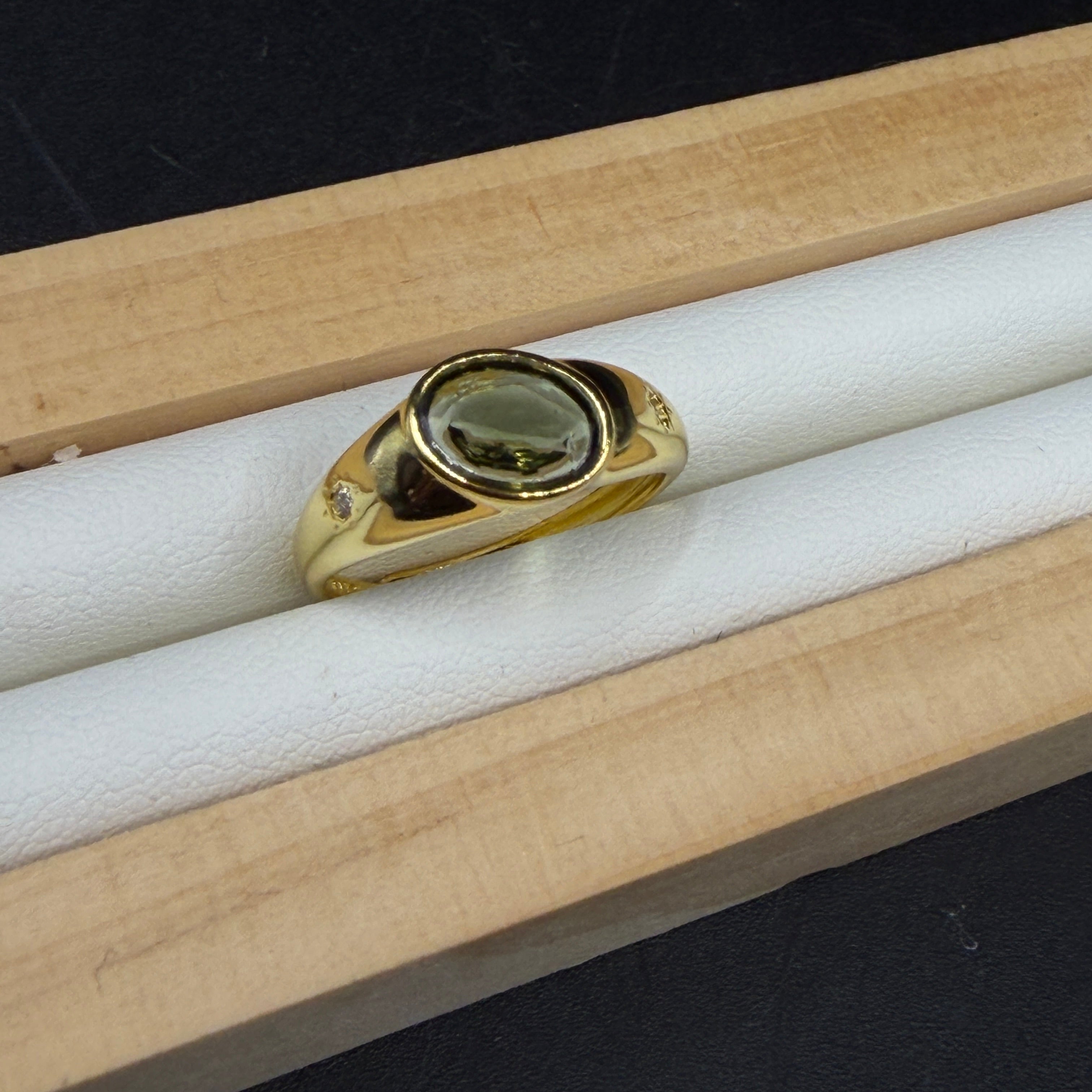 Moldavite S925 Adjustable Certified Gold Ring