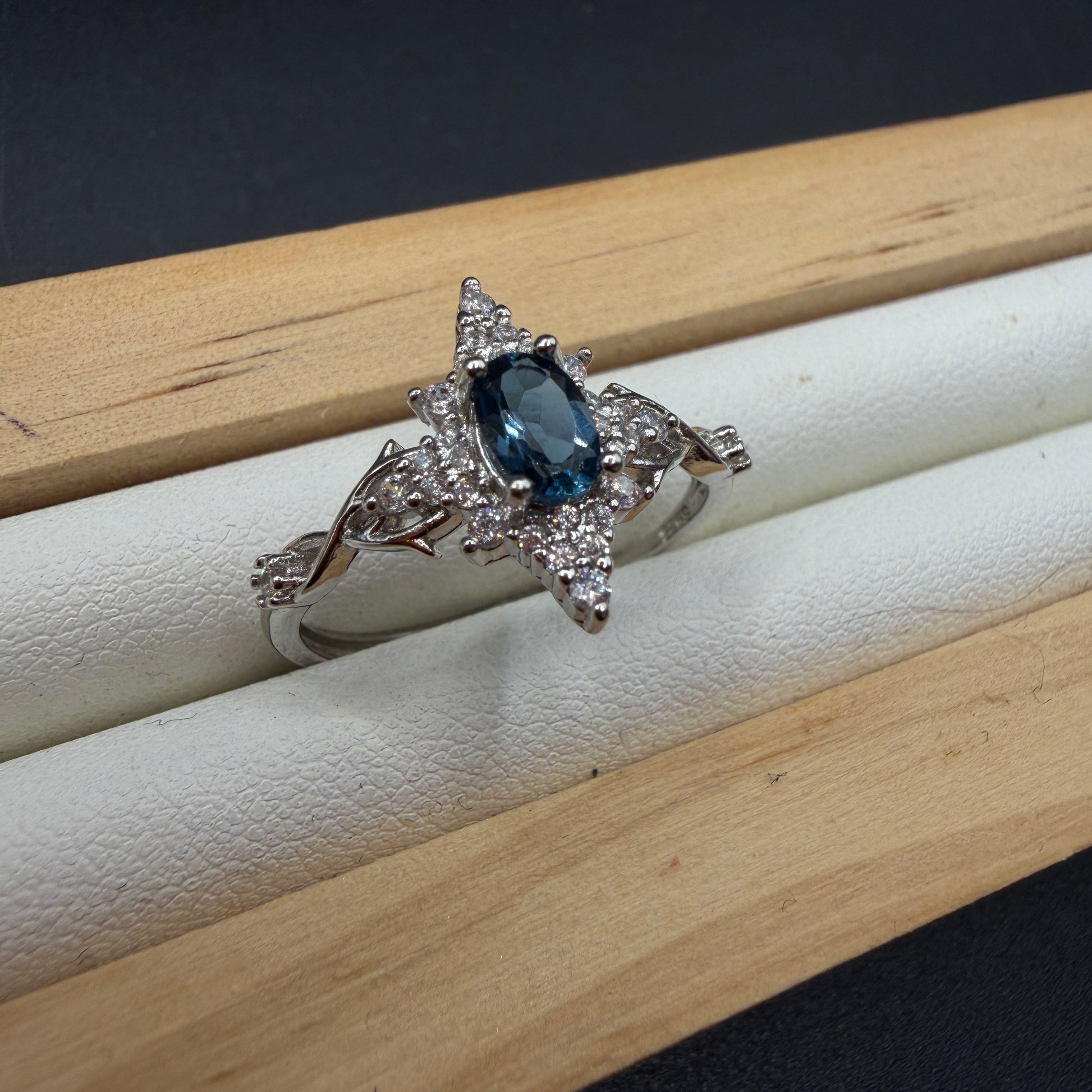 Blue Topaz S925 Adjustable Ring