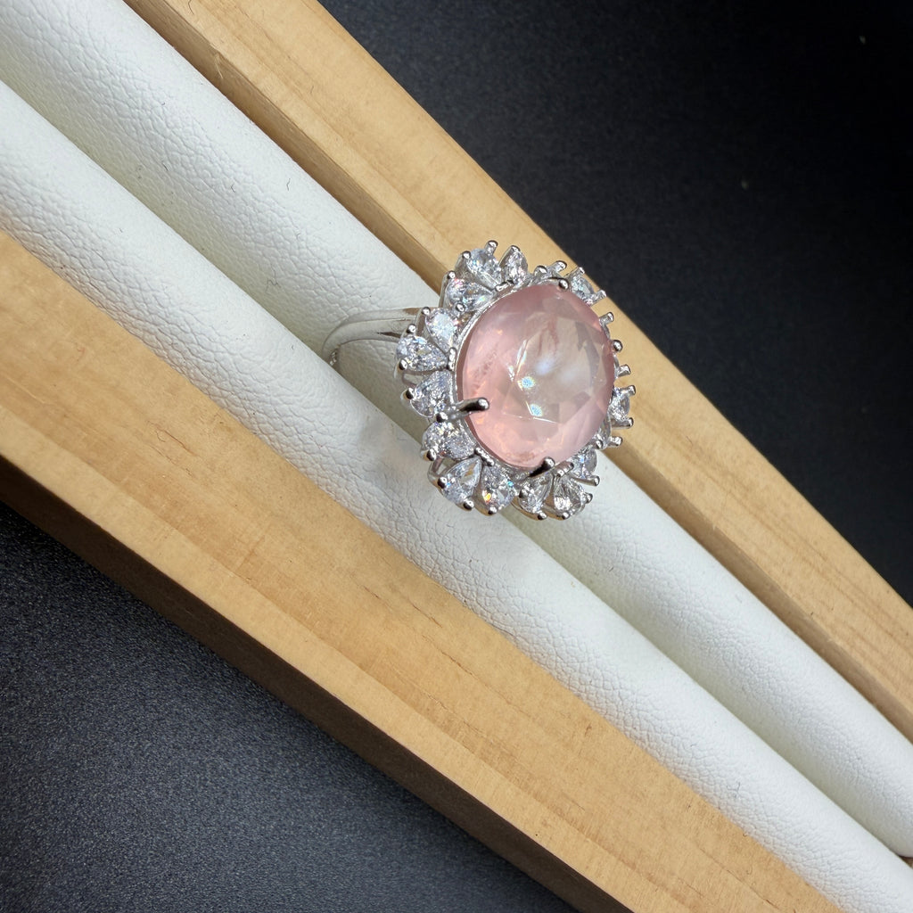 Rose Quartz S925 Adjustable Ring