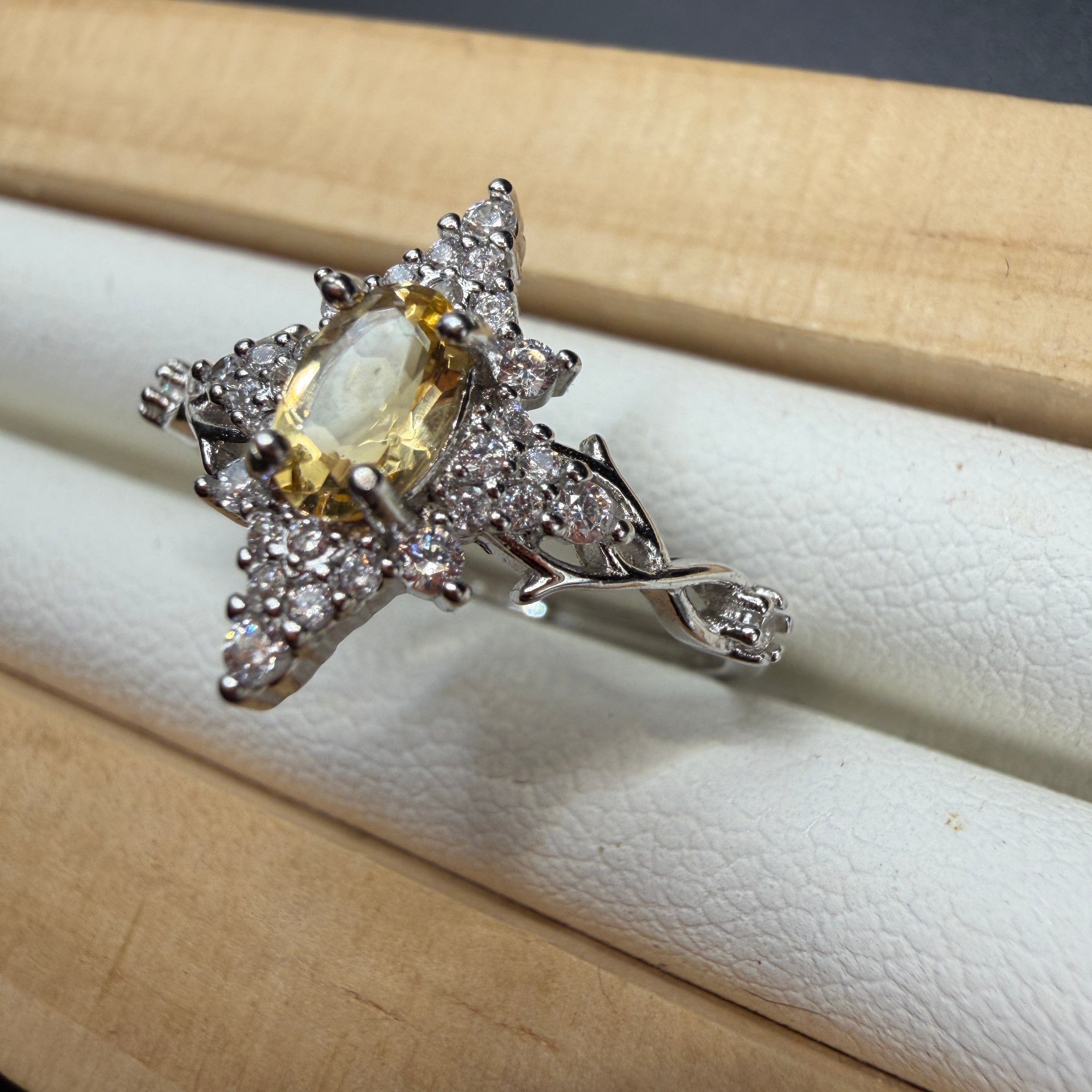Citrine Star S925 Adjustable Ring