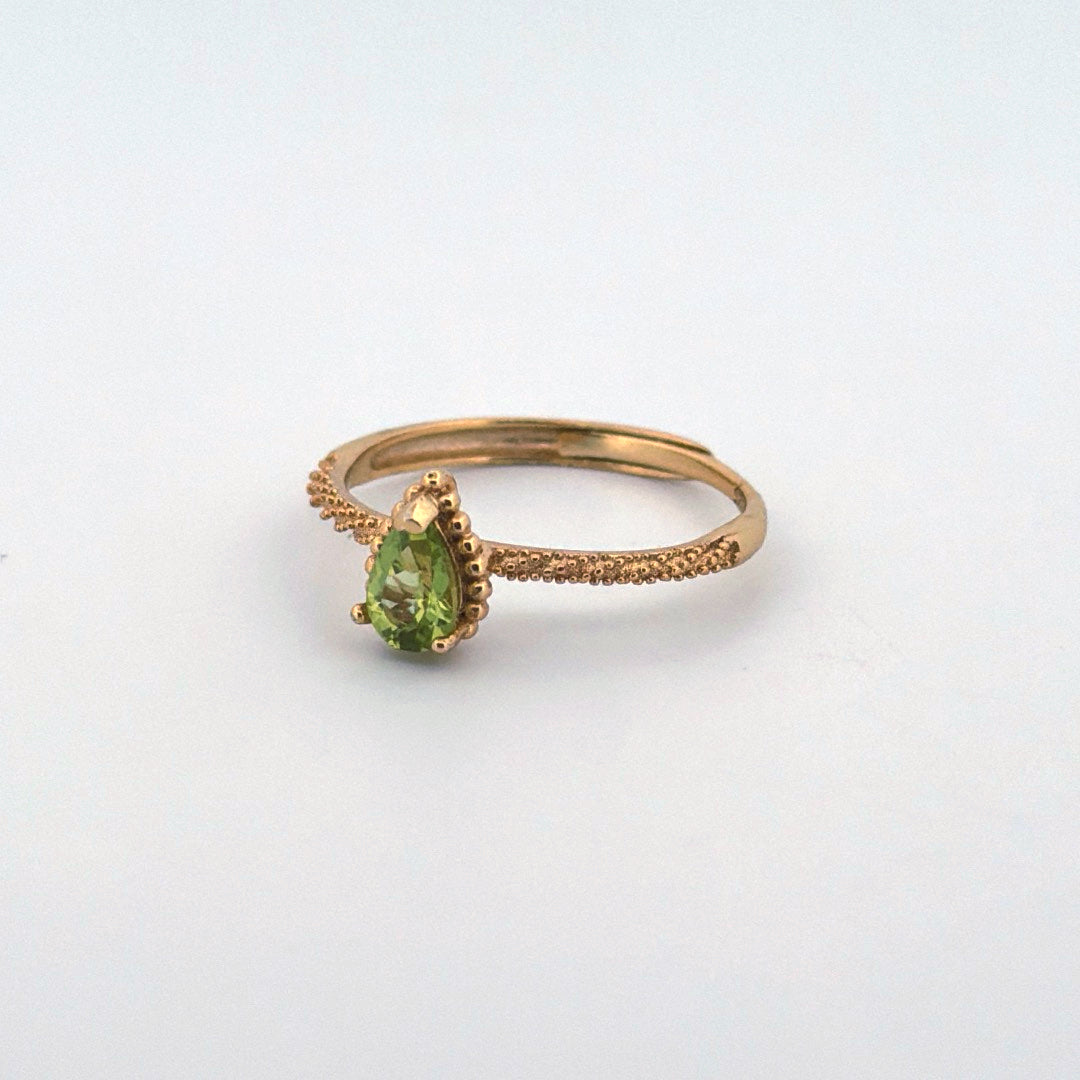 Peridot S925 Gold Adjustable Ring