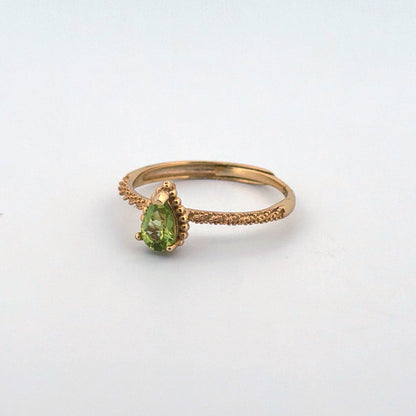 Peridot S925 Gold Adjustable Ring