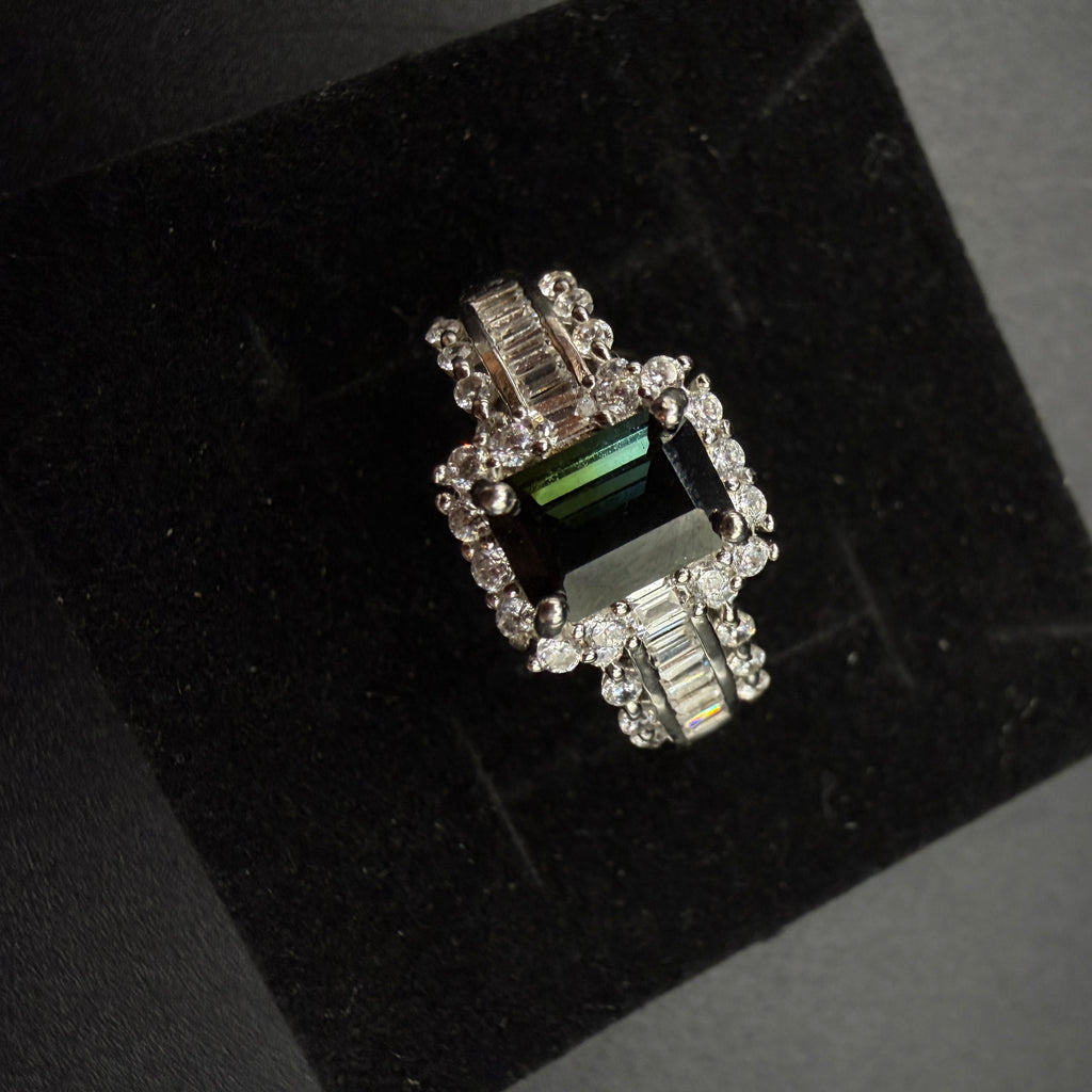Green Tourmaline S925 Certified Adjustable Ring